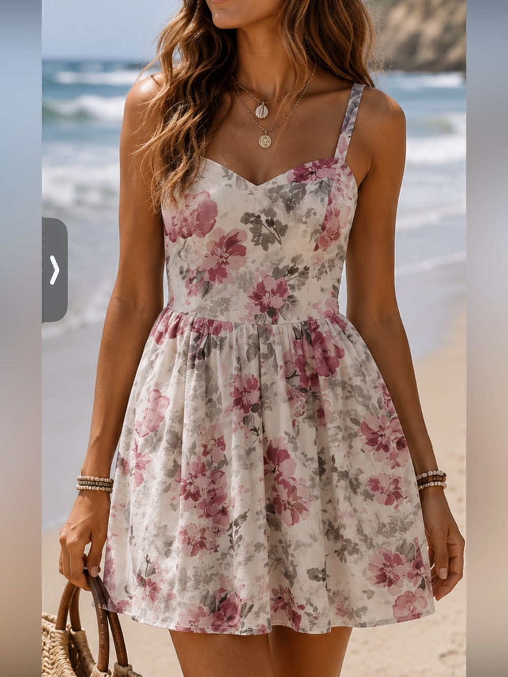 Garage Pink and White Sundress Sleeveless Sweetheart